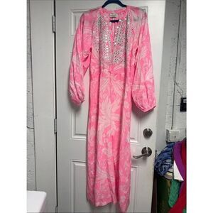 MISS JUNE - One Size Pink Floral Eyelet Maxi Dress - Brand NEW - NWT